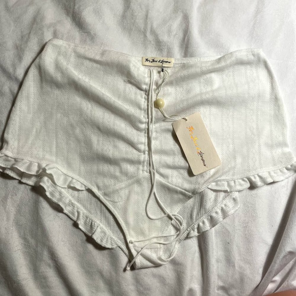 For Love & Lemons Cream Puff Sleep Shorts SAMPLE - Picture 2 of 5